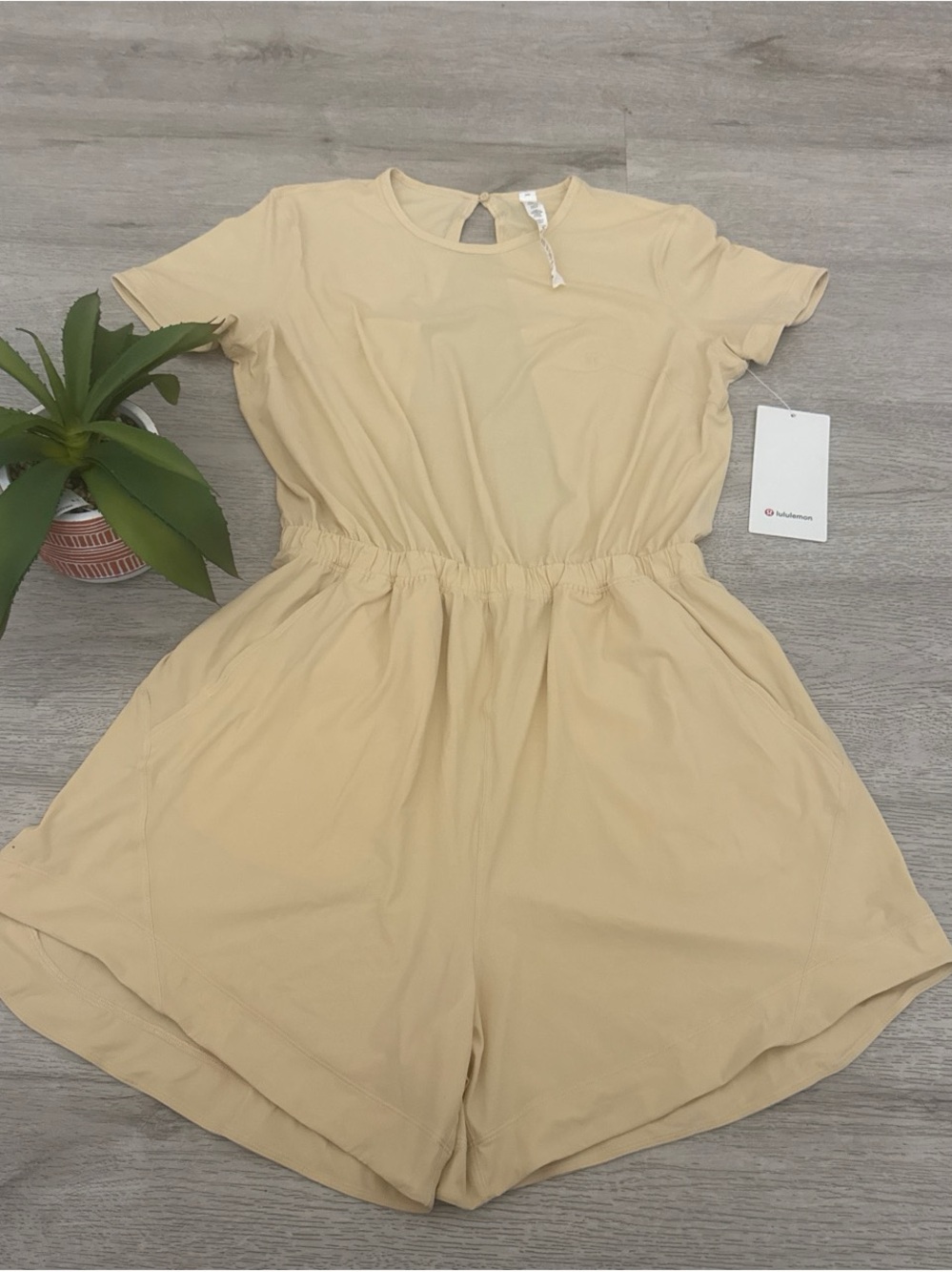 lululemon athletica Light Beige Short-Sleeve Romper